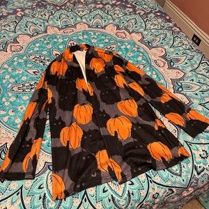 Halloween Pumpkin and Cat Print Cardigan